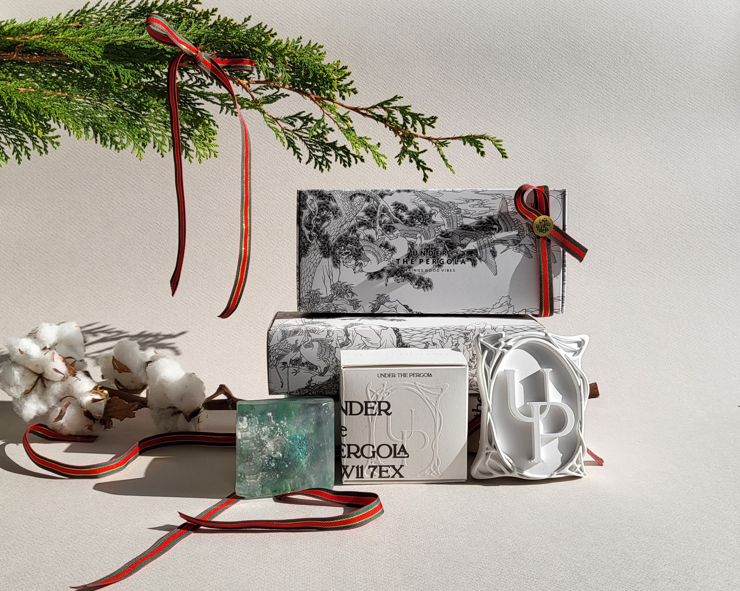선물 세트 - 천연 원석 별자리 탄생석 수제 비누 &amp; 규조토 비누받침 크리스마스 포장